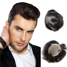 BYMC мужские накладки из искусственных волос подойдет как для повседневной носки, так накладки из искусственных волос человеческие волосы натуральных волос шнурок с ПУ Замена Системы с зажимами