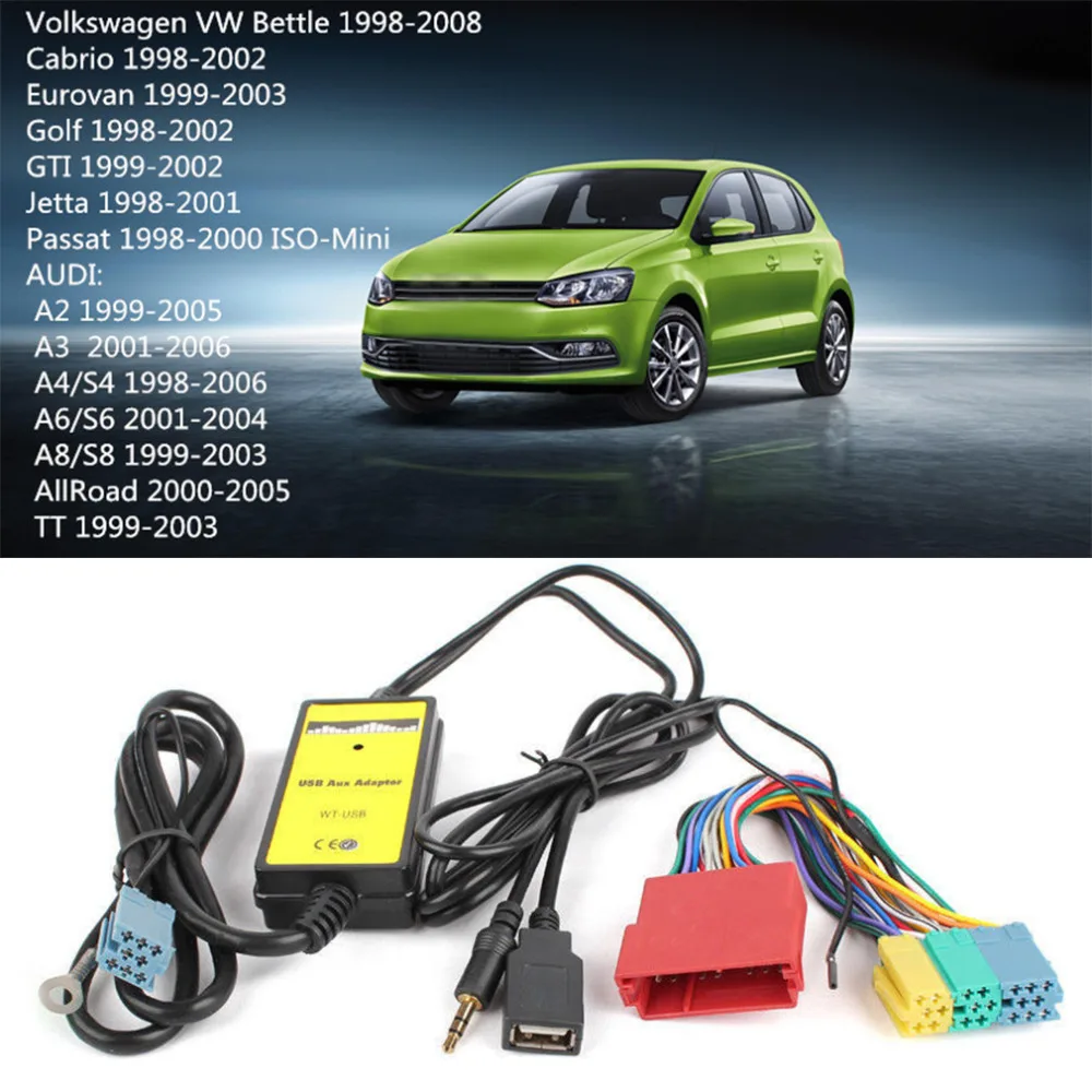 Высокое качество Автомобильный CD MP3 USB Интерфейс адаптер AUX вход для Audi A2 A4 A6 S6 A8 TT S4 S8 с мини ISO 8P синий разъем