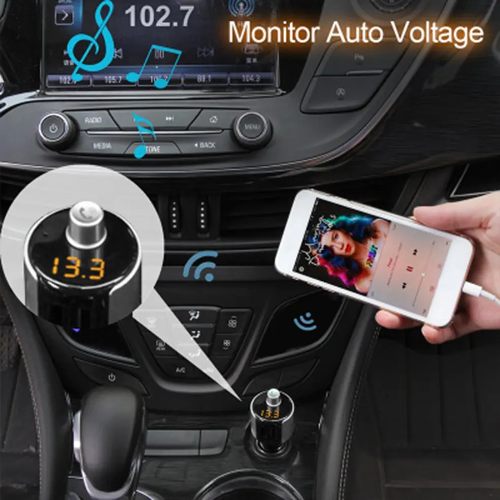 Автомобильный Mp3 автомобильный телефон зарядное устройство Bluetooth Автомобильный Mp3 Bluetooth плеер Ay-t56 Bluetooth Музыка Смарт Быстрая зарядка