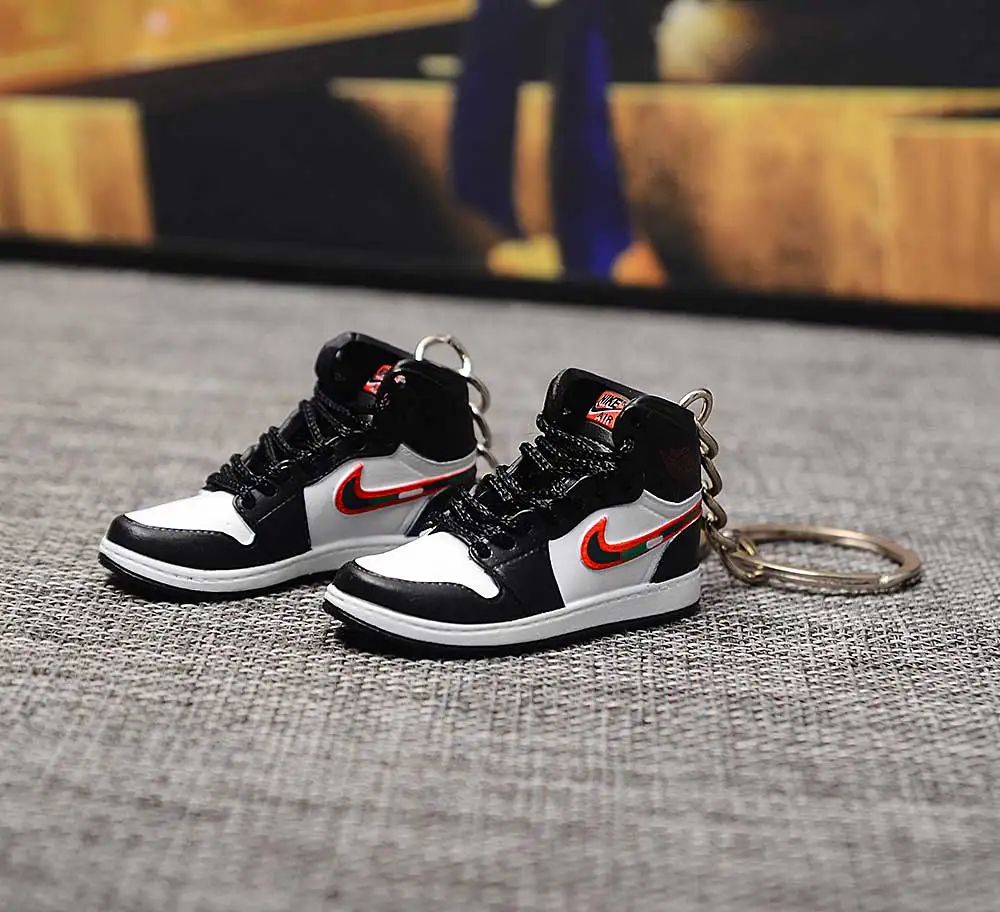 Дропшиппинг тапки обуви брелок 1 3D мини-кроссовки "UNC" Спортивная обувь тапки брелки - Color: a pair w metal  ring