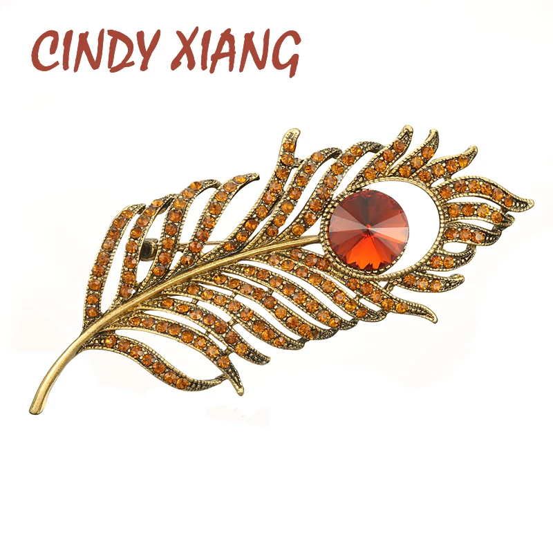 Женские броши в виде перьев CINDY XIANG стразы винтажная модная булавка зимние