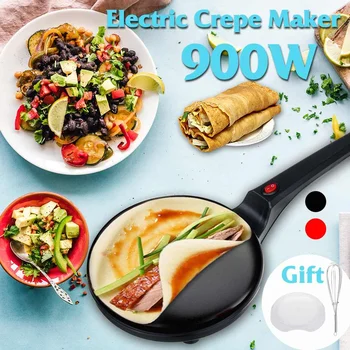 

900W 220V Non-stick Electric Crepe Pizza Maker Pancake Non-stick Griddle Baking Pan Cake Machine Kitchen Cooking Tools Crepe