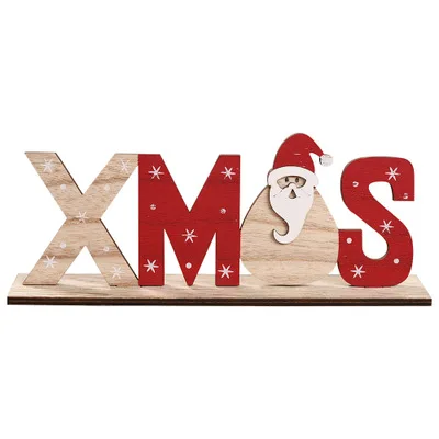 Рождественские украшения деревянные буквы Санта Клаус украшения Рождество ужин Вечеринка настольные украшения год домашний декор 1 шт - Цвет: XMAS