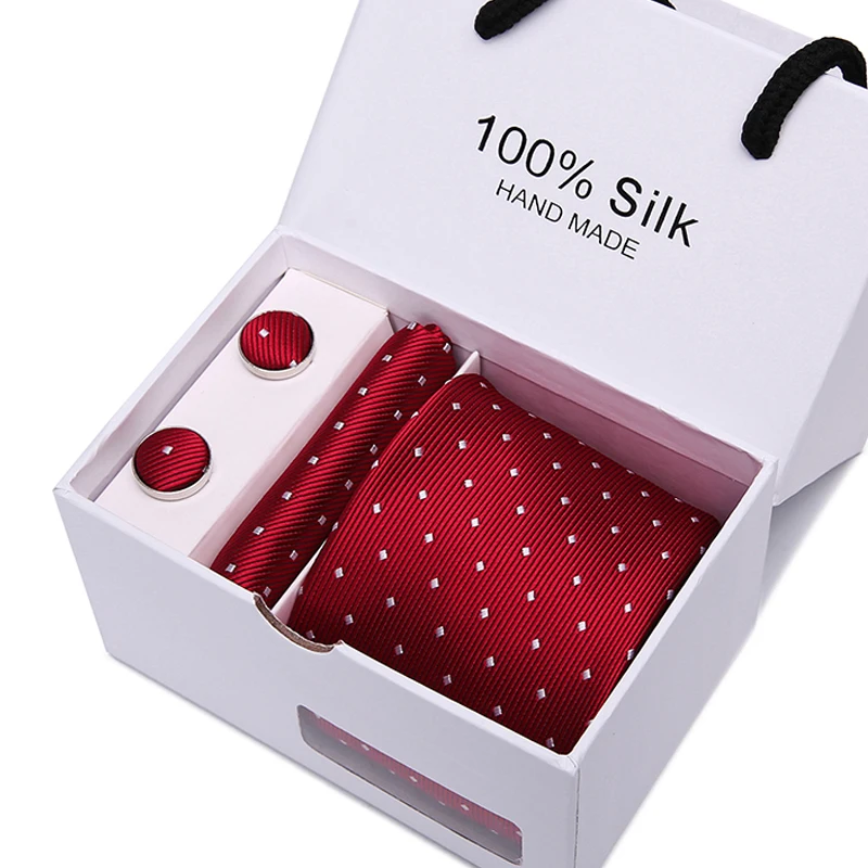 Жаккардовый тканый шелк синий галстук Hanky запонки наборы галстуков для подарочных коробок на свадебную вечеринку - Цвет: SB43