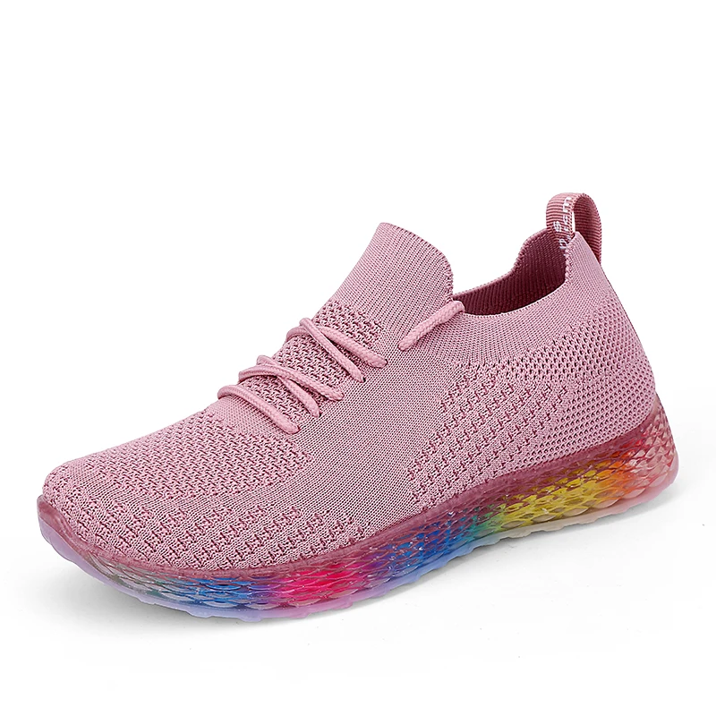 

Ladies Walking Shoes Casual Fashion Outdoor Sports Shoes Korean Lightweight Comfortable Rainbow Bottom Wild Tide