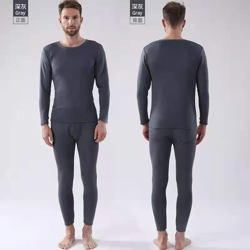long johns 2021 Winter Thermal Underwear Men Long Thermal Suit Polyester Comfortable Warm Tops + Pants Piece Set Thermal Underwear silk long underwear Long Johns