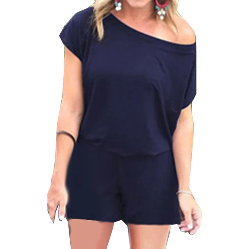 Short Sleeve Solid Pockets Summer Playsuits Women Rompers Short Overalls Feminino Jumpsuit Macacao Casual Women's Clothing GV155