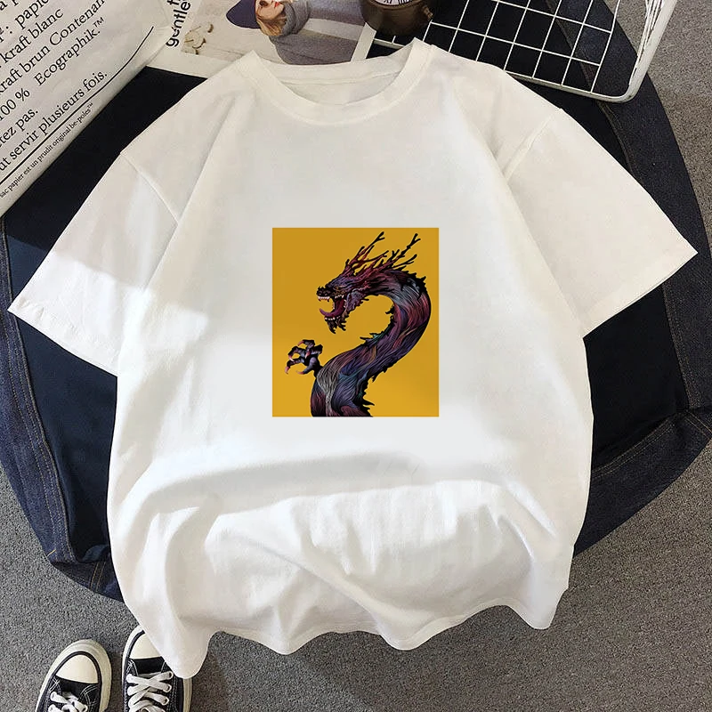 2021 Fashion Dragon Printing Women Fashion T-shirt Top Summer Graphic Casual T-shirt women New Style White Fashion Women's TEE black t shirt