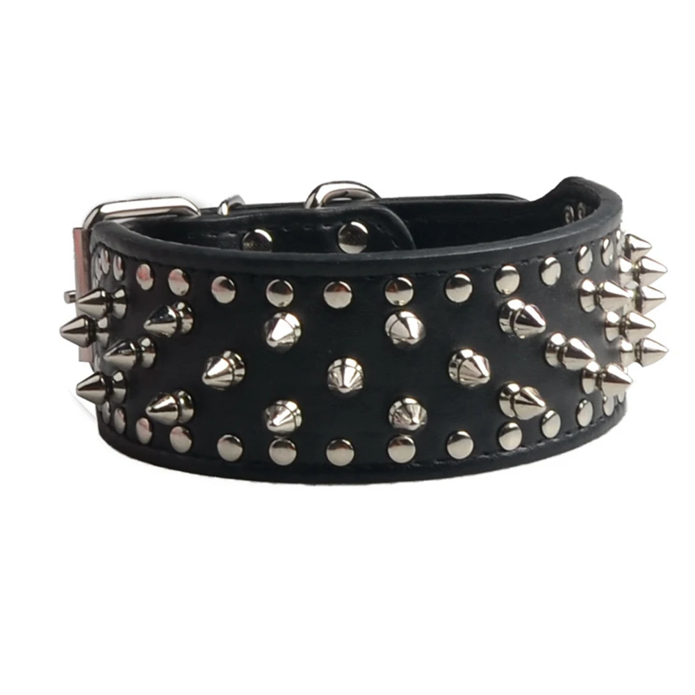 5 см ширина кожаный ошейник для собак Регулируемый заклепочный воротник Собак