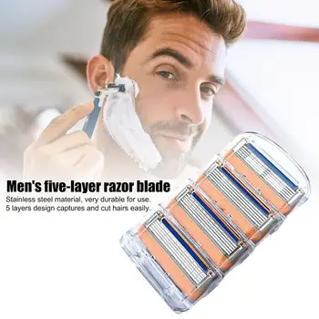 

4 PCS 5 Layers Men Face Shaving Razors Blades Male Manual Razor Blades For Standard Beard Shaver Trimmer Blades Hot Selling