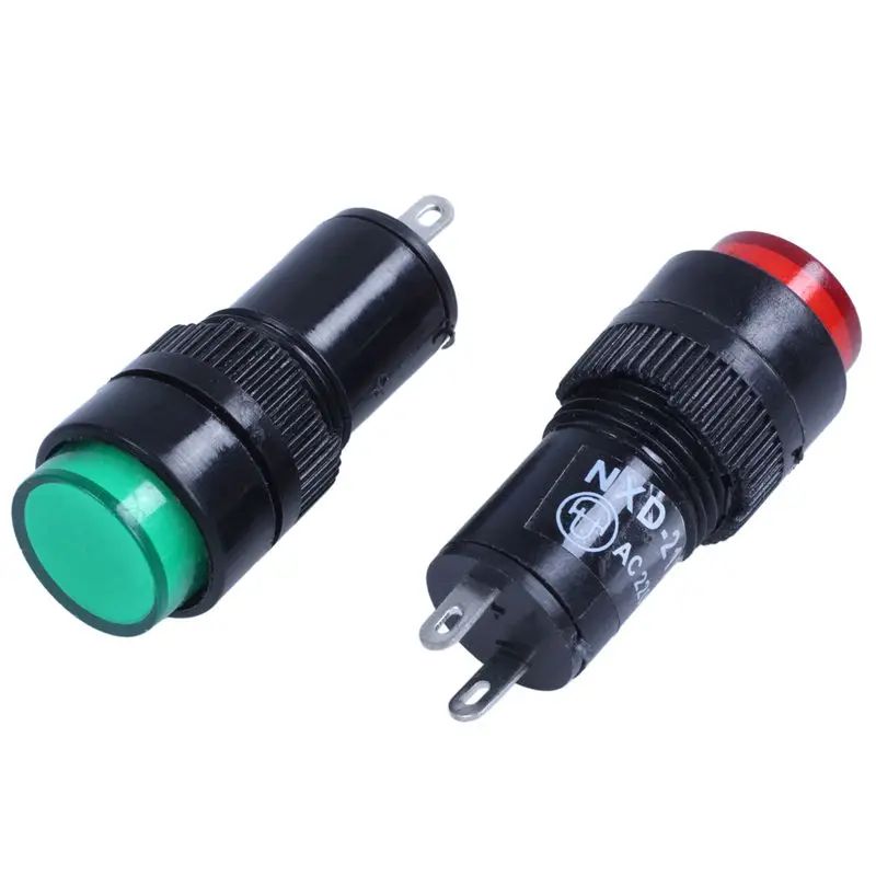 

AC 220 V 2 P signaling lamps red green pilot lights bulb indicator 12 pieces