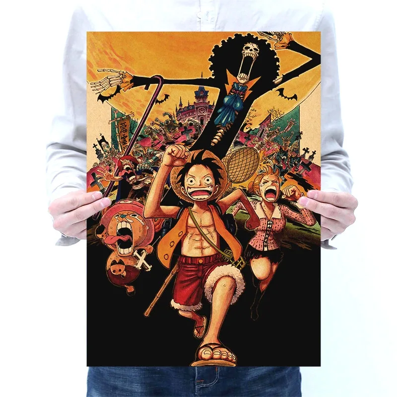 

Room Decoration Anime One Piece Character Collection Decoration Painting Retro Kraft Paper Poster Bar Wall Sticker