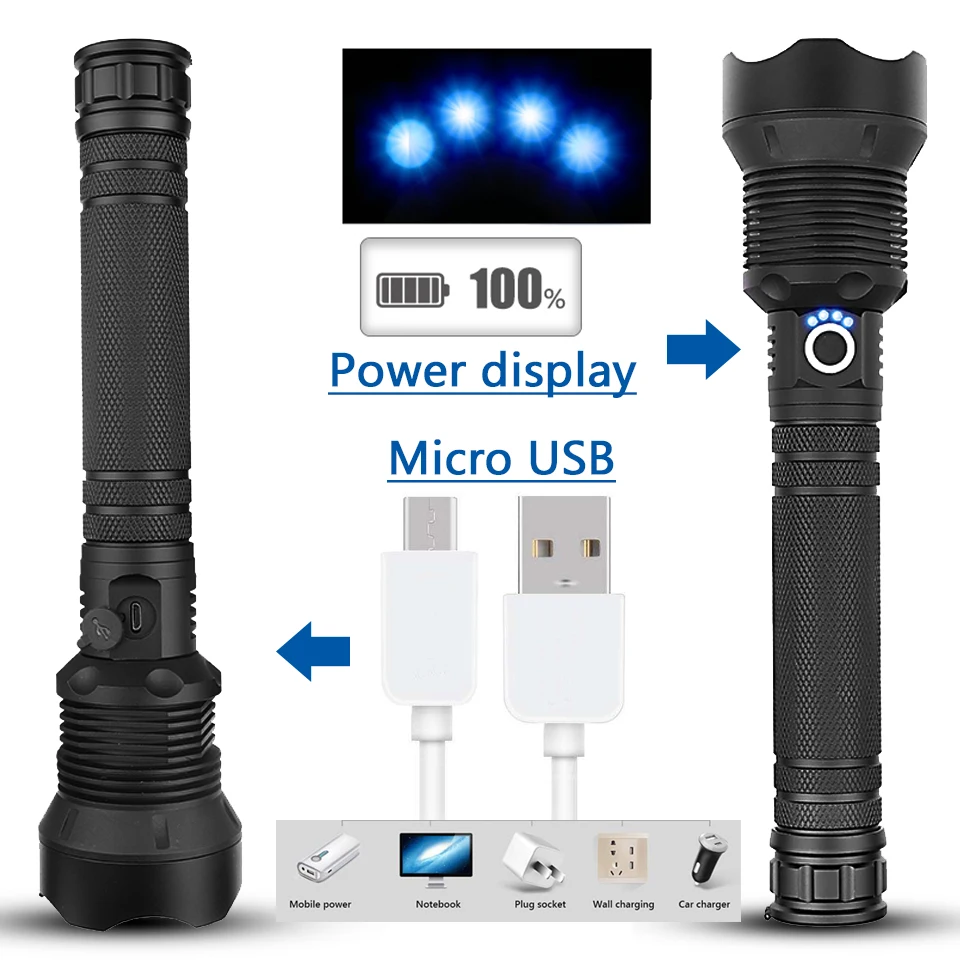 XLamp xhp70.2 самый мощный светодиодный фонарик 50000 люмен usb зум фонарь xhp70 xhp50 18650 26650