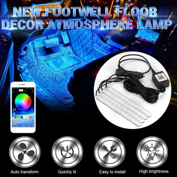 

12V LED Under Dashboard Footwell RGB Ambient Atmosphere Light Kit APP Control For Car Truck Trailer Van Lorry Boat