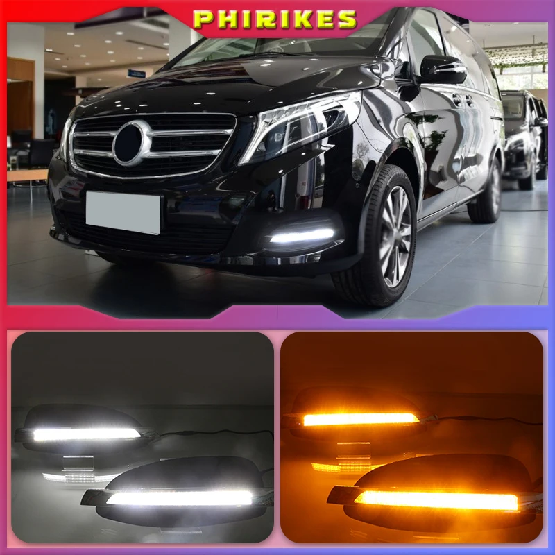

2PCS For Mercedes Benz V-Class Vito V250 V260 2016 - 2018 Dynamic Yellow Turn Signal 12V Car DRL Lamp LED Daytime Running Light