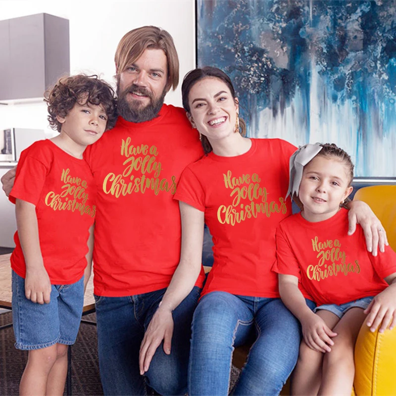 

Have A Jolly Christmas Family Matching Clothes Mother Father Daughter Son Kids T-shirt Holiday Family T Shirt Short Sleeve Tops