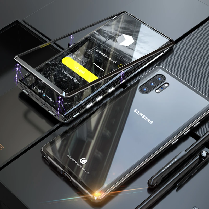 

Magnetic Bumper,Case For Samsung Note 10 Plus 10Plus 9 8 Note10 S10 S9 S8 Aluminum Metal Back Cover Samsung Note10 Plus Case Pro