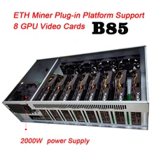 Nova 8 gpu eth plataforma de mineração b85 placa-mãe 65mm cartão distância engrossado electrolítico placa chassi 2000w fonte alimentação