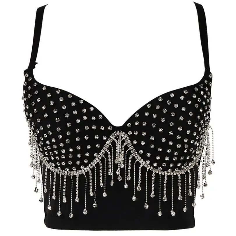 Beaded Flash Diamond Bra Women's Sexy Sleeveless Corset Bustier Bra Night  Club Party Cropped Top Vest p2247 - AliExpress