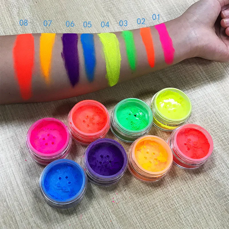 

8 Colors Neon Eyeshadow High Pigment Loose Powder Yellow Green Blue Eye Shadow Dust Summer Matte Eyeshadow Powder Palette