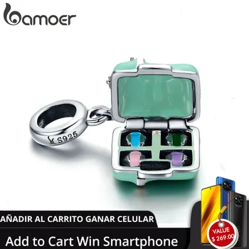 

BAMOER 100% 925 Sterling Silver Macaron candy Box Love Bowknot Charm Pendant fit Women Bracelet & Necklace Jewelry Gift SCC663