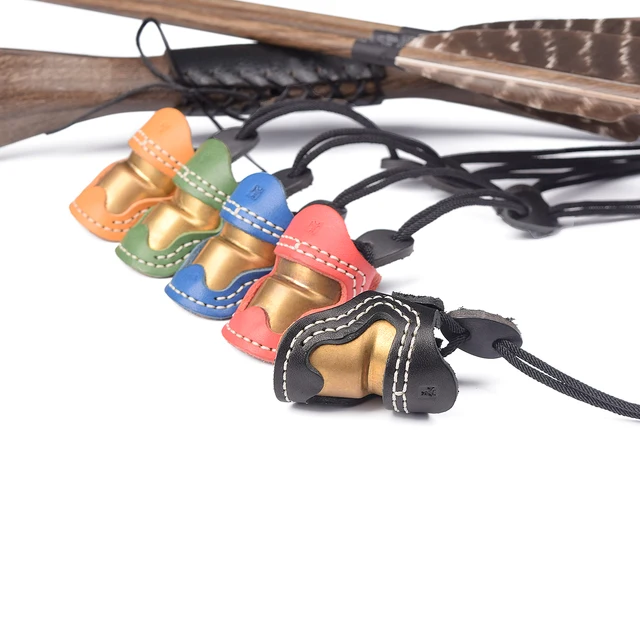 Anello Per Pollice In Pelle E Ottone Per Tiro Con L'arco - Protezione Dita Per Archi Ricurvi E Tradizionali