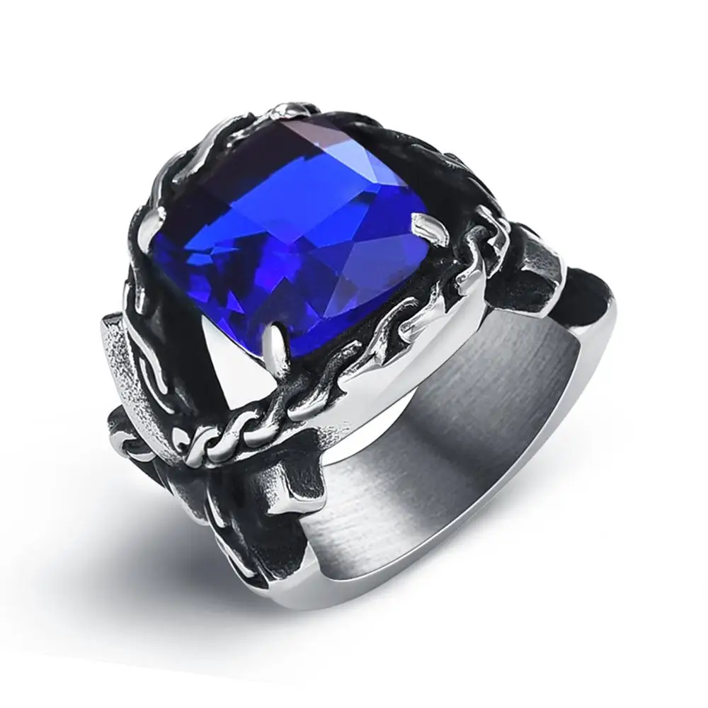 Ring 12 OBSEDE, ретро кольцо в виде когтя дракона, мужские кольца из нержавеющей стали 316L с фианитами и кристаллами, мужские ювелирные аксессуары в стиле панк, стильные вечерние кольца для мальчиков, подарок - Цвет основного камня: Ring 12