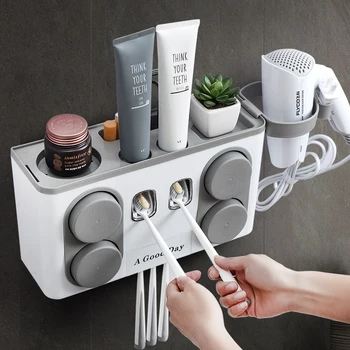 

Bathroom Accessories Set Toothbrush Holder Automatic Toothpaste Dispenser Multifunctional Cosmetic Storage Box Storage Box