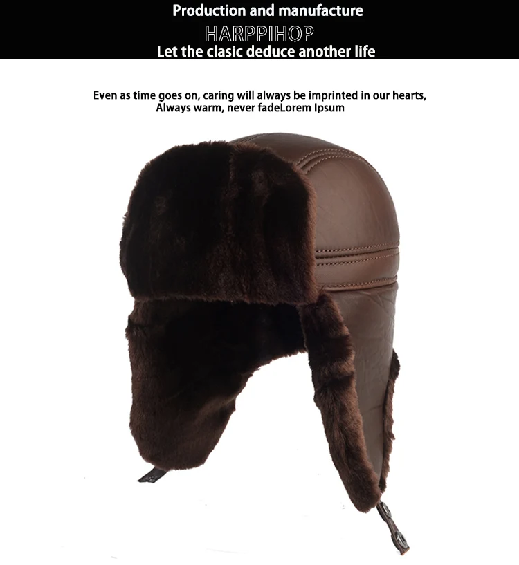 Leather hat male northeast Leifeng hat middle-aged and elderly winter thickened earmuffs warm hat cotton dad grandpa old man hat mad bomber trapper hat