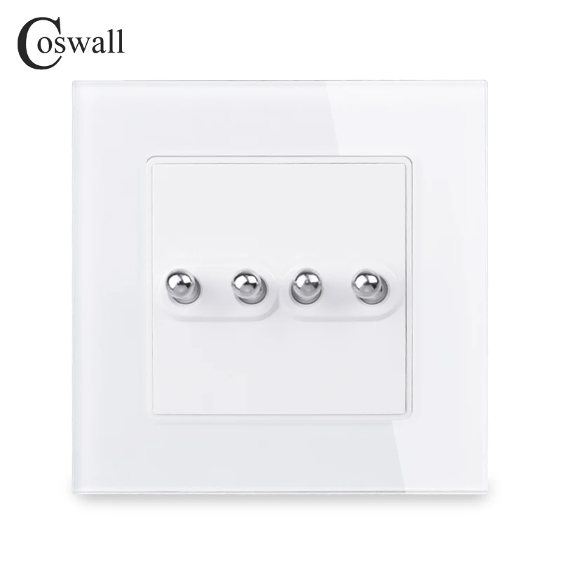 White Coswall, простая модная рамка из закаленного стекла с кристаллами, 4 комплекта, 1 способ, тумблер, светильник, переключатель вкл/выкл, настенный выключатель, 16А, переменный ток, 250 В - Цвет: White