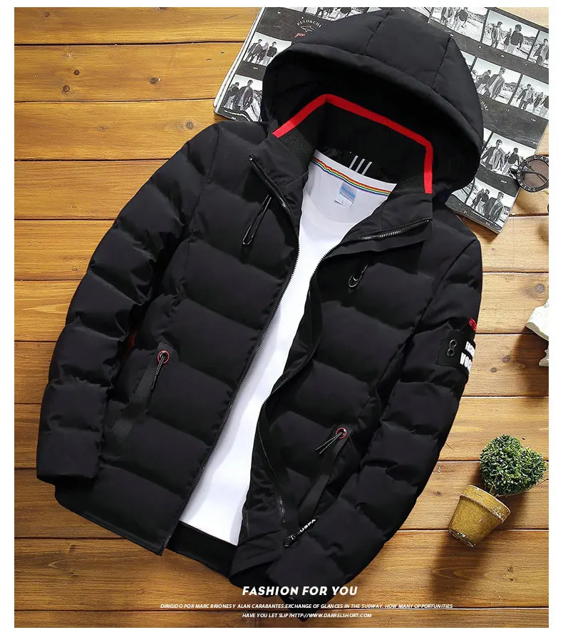 

Men's winter coat, new fashion 2020, thermal windbreaker with cap, informal coat suitable for young people, men's leisure sports