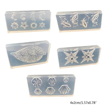 

5Pcs/Set Crystal Epoxy Resin Mold Leaves Flower Starfish Shell Nail Carving Decorations Silicone Mould DIY Craft Stencil