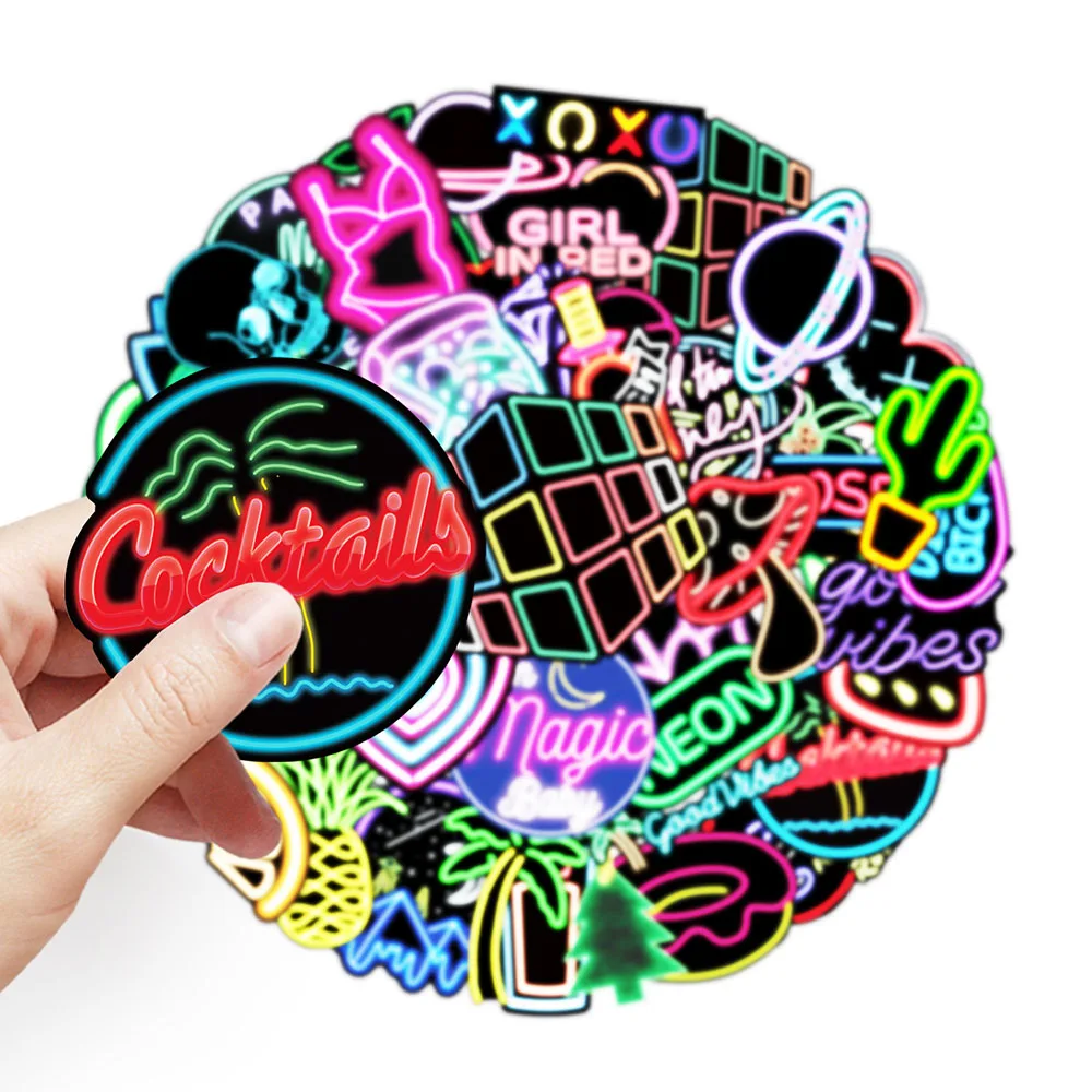 10/30/50/100PCS Cartoon Neon Light Graffiti Stickers Laptop Luggage  Motorcycle Phone Cool Waterproof Decals Toy Sticker For Kids