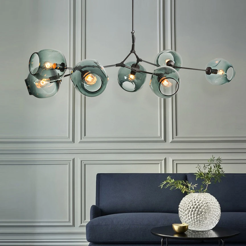 

Modern Glass restoration hardware Chandelier Lighting Lustre Kitchen Villa Interior House Loft Decor Pendant Lamp Lighting