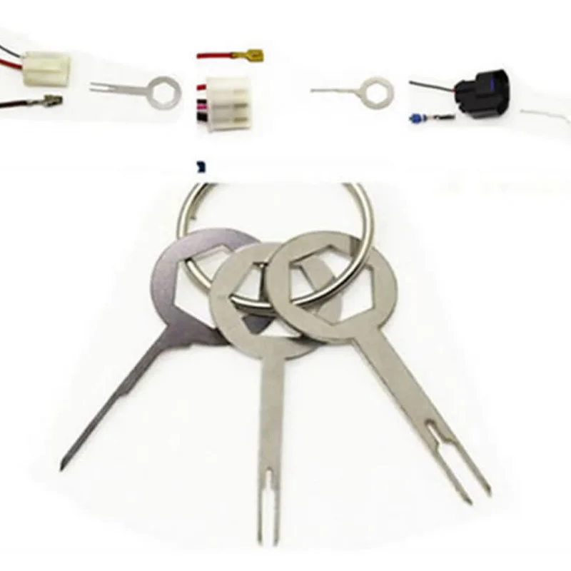 3pcs Car Terminal Removel Tool Kit Wiring Crimp Connector Extractor Pin Key Removing Pin Wire Terminal Removal Tool Kit