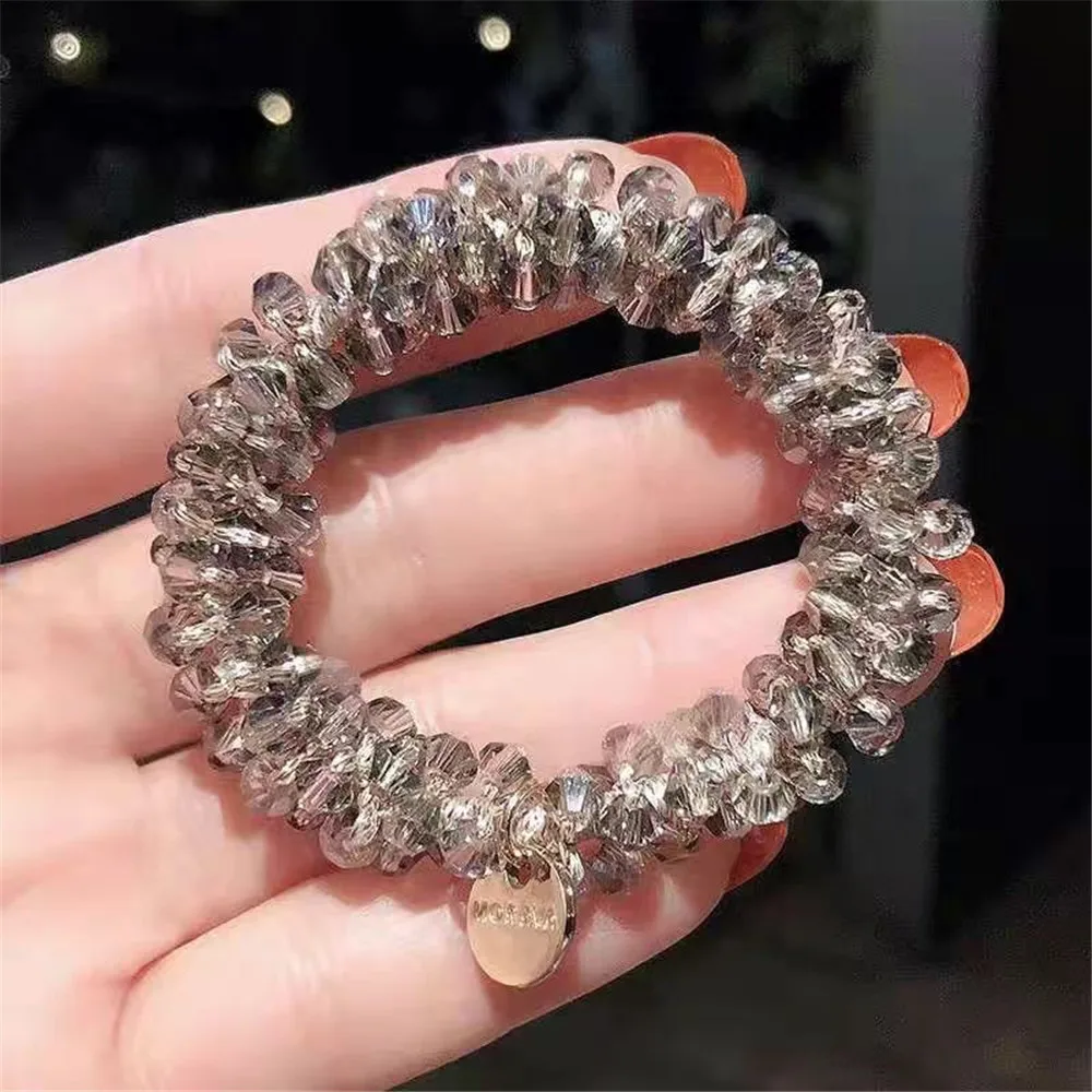 Ladies Pearl Multicolor Beads Hair Tie Elastic Hair Rope Simple Metal Sheets 6 H16c359404d3b4802bec734f2b5d819661