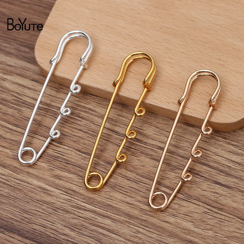 BoYuTe (20 개/몫) 65*1.5MM 금속 철 브로치 기본 핀 3 루프 공장 공급 수제 Diy 쥬얼리 재료