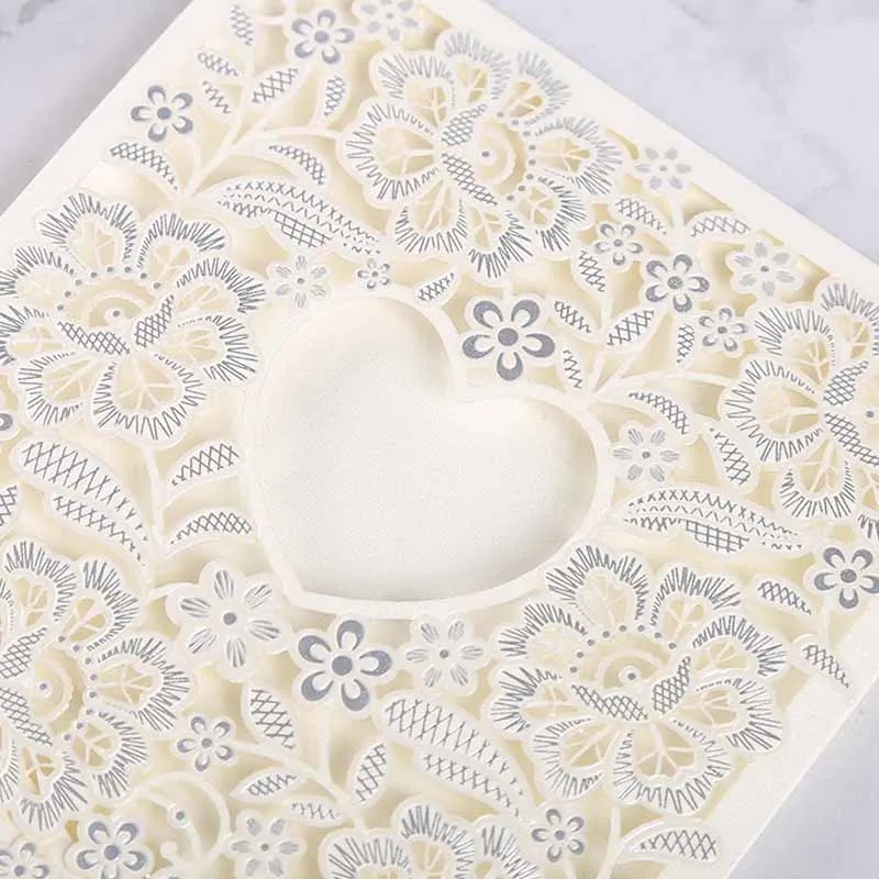  10pcs Laser Cut Wedding Invitations Cards Envelope Vintage Wedding Bridal Gift Greeting Card Kits E - 4.00034E+12
