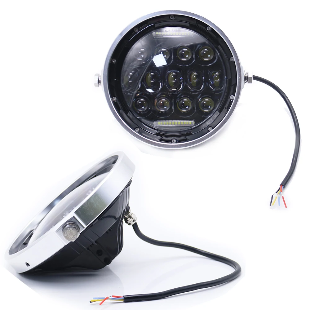 Мотоцикл " круглый светодиодный налобный фонарь с DRL Angel Eye Боковое крепление налобный фонарь для Harley Davidson Softail Deluxe Softail Fat Boy FLHX