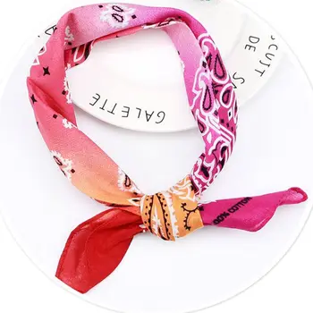 

Rainbow Gradient Color Double Paisley Floral Print Unisex Cotton Pocket Square Scarf Headband Bandana Hip-Hop Wristband Neck Tie