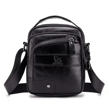 

Men Bag 2019 Fashion Genuine Leather Crossbody Messenger Bag Male Vintage Business Shoulder Bags Brands Small Bolsas Sac Black