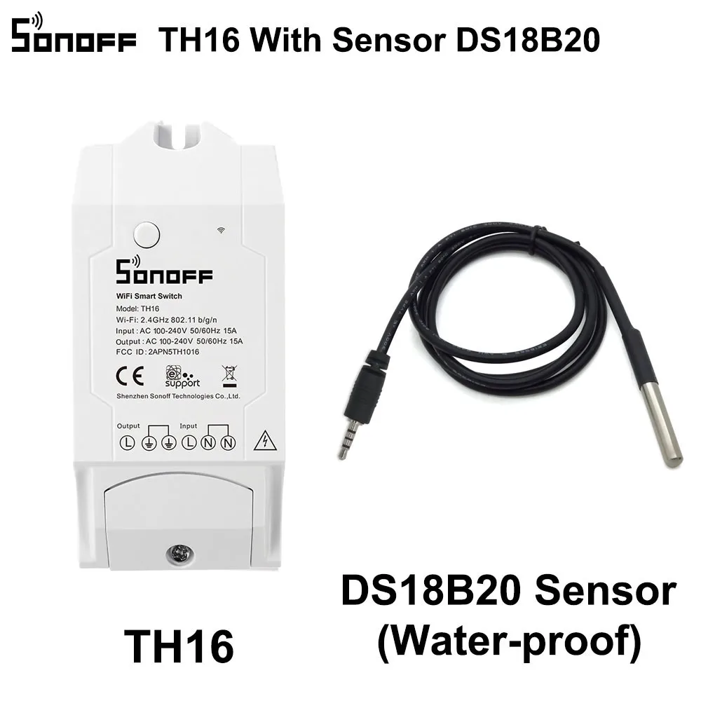 SONOFF TH16 WiFi Wireless Smart Switch Monitoring Temperature Humidity G0O1 