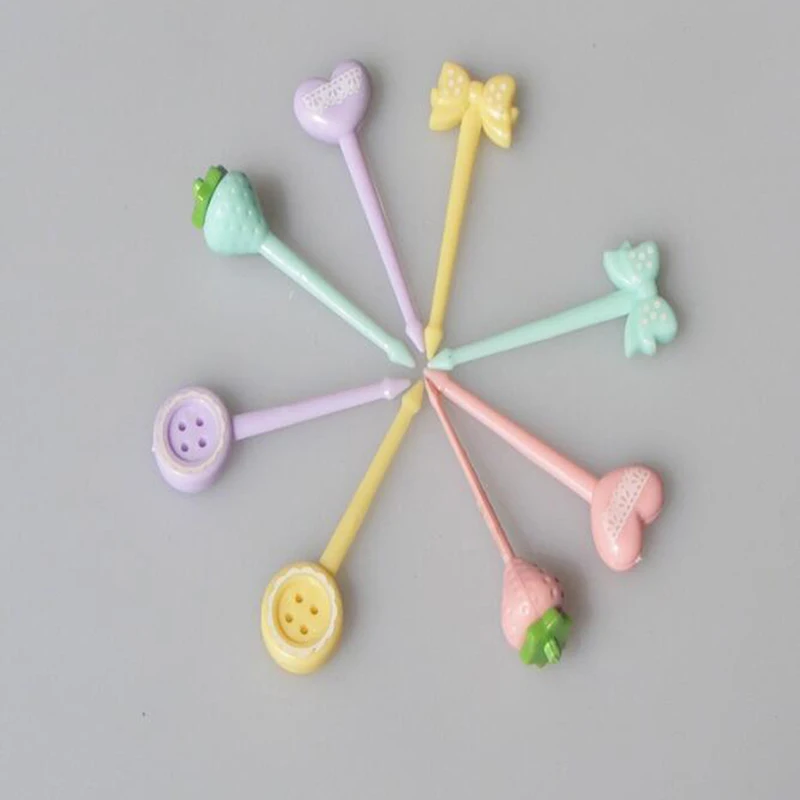 8 шт. милый набор мини-вилок в форме котона с бантиком для фруктов Праздничная Вечеринка Свадебный фруктовый торт десерт декоративная вилка