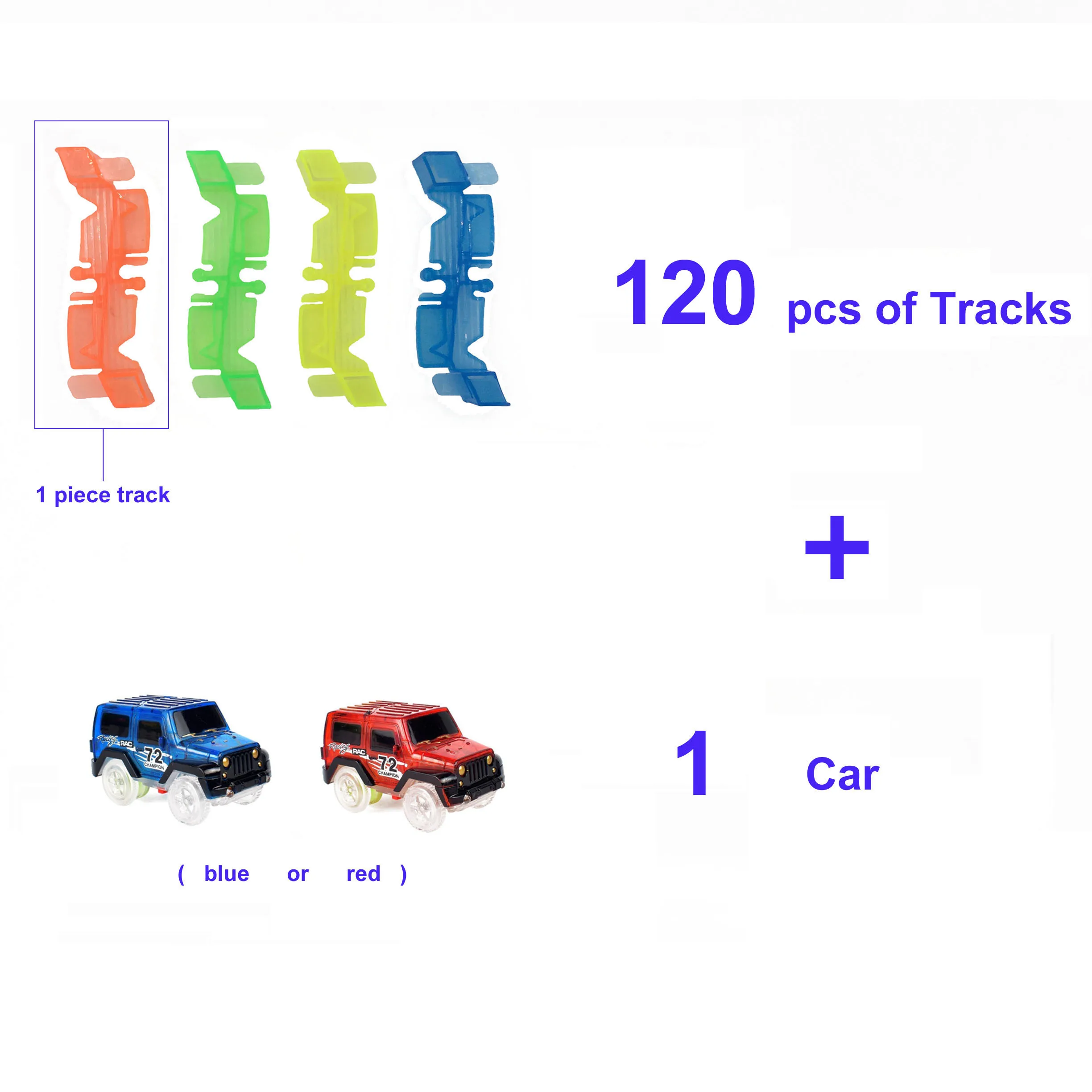 Светящаяся гоночная трасса изгиб Гибкая вспышка в темноте сборка автомобиля игрушка Мега светящиеся гоночные треки набор светящаяся игрушка - Цвет: 120pcs with 1 car