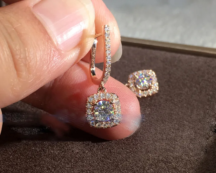 Новые серьги-гвоздики из розового золота для женщин с блестящим циркониевым камнем модные ювелирные изделия милые корейские серьги 925 серебро