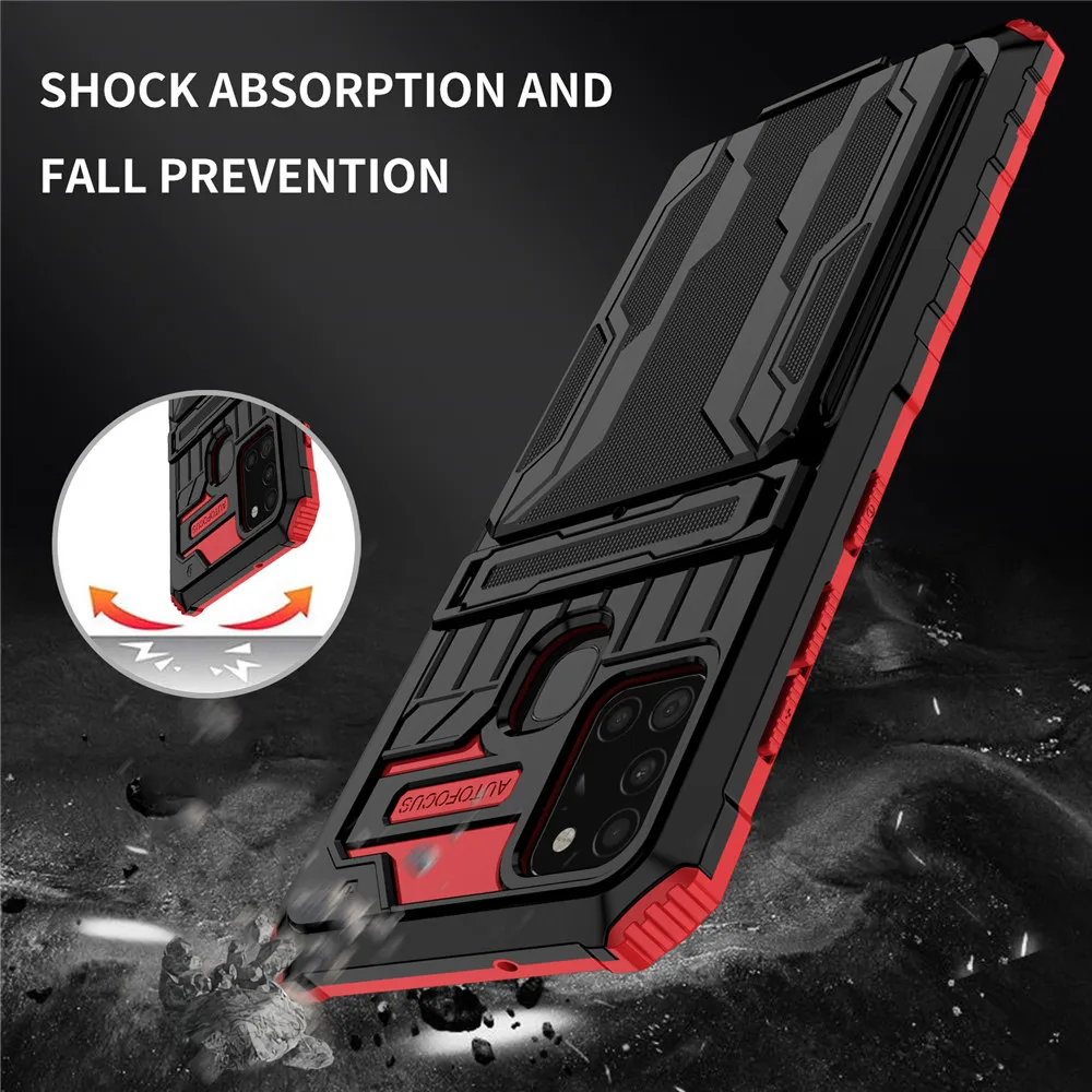 

For Samsung Galaxy A21S Case Heavy Duty Shockproof Wallet Card Slots Armor Cover for Samsung A21S Case A217F A 21S A21 S 6.5"