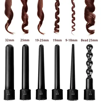 

6 In 1 hair curler Professional Ceramic Hair Accessories 9-32mm Tourmaline Ceramic crimper Styling Tools curling iron Hot Sale