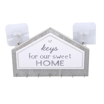 

Wall Hanging Wood Key Hanger Holder Wall Organizer Rectangle House Shape Key Rack Hooks Coat Hooks Home Decoration Coat Hanger