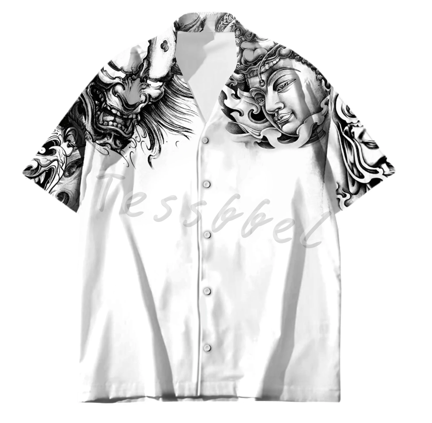 Tessffel Samurai Japan Tattoo 3D Print Men’s Hawaiian Shirts Beach Shirt Fashion Summer Harajuku Casual Oversize Streetwear S4