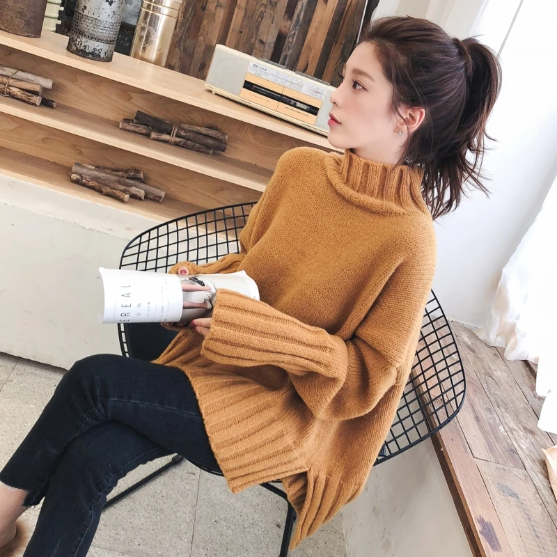 

OLOEY Turtleneck Sweater Women Pullover High Elasticity Knitted Ribbed Jumper Autumn Winter Basic Female Sweater truien dames
